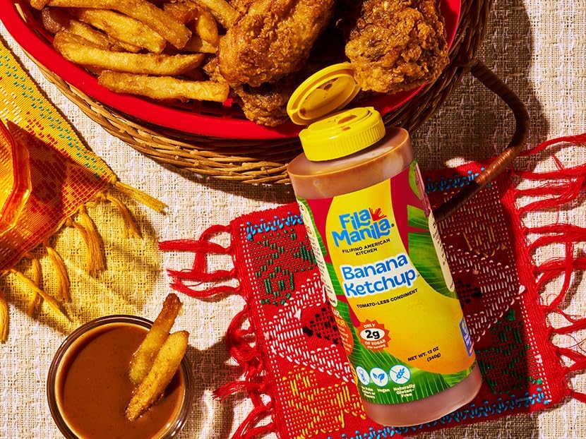 Banana Ketchup - Filipino Sauce & Condiment, Mild, Vegan, No MSG, No Sugar Added, Gluten Free, Dairy Free, Made in the USA (Pack