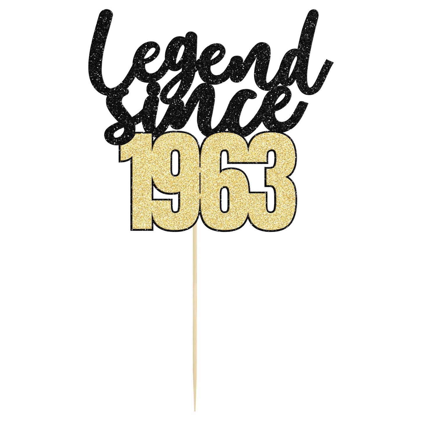 Gyufise 1Pcs Legend Since 1963 Cake Topper Glitter Sixty Happy 60Th Birthday Cake Pick Cheers To 60 Years Cake Decoration For 60