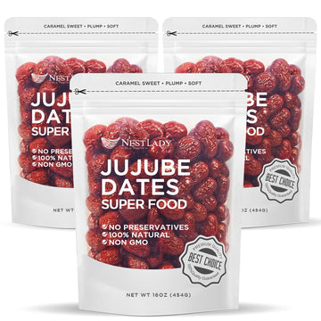 NESTLADY Premium Jujube Date, Red Date (Hong Zao), 100% Natural, Improve sleep, Health Snack, Dried Fruit, Sweet and Chewy Net w