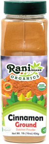 Rani Organic Cinnamon Powder (Ground) Spice 16oz (1lb) 454g PET Jar ~ All Natural | Salt-Free | Vegan | No Colors | Gluten Frien
