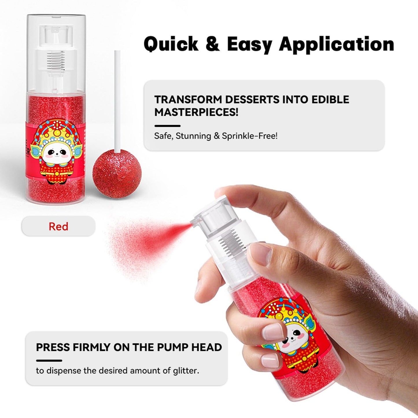 CAKESTAR Edible Glitter Spray, 10g Luster Dust for Cakes & Drinks, Red