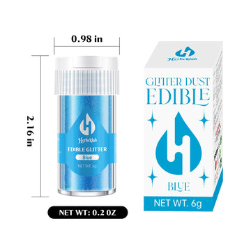 Blue Edible Glitter For Cocktails - 6G Blue Luster Dust Edible Drink Glitter Food Grade Metallic Shimmer Powder Sprinkles For Be
