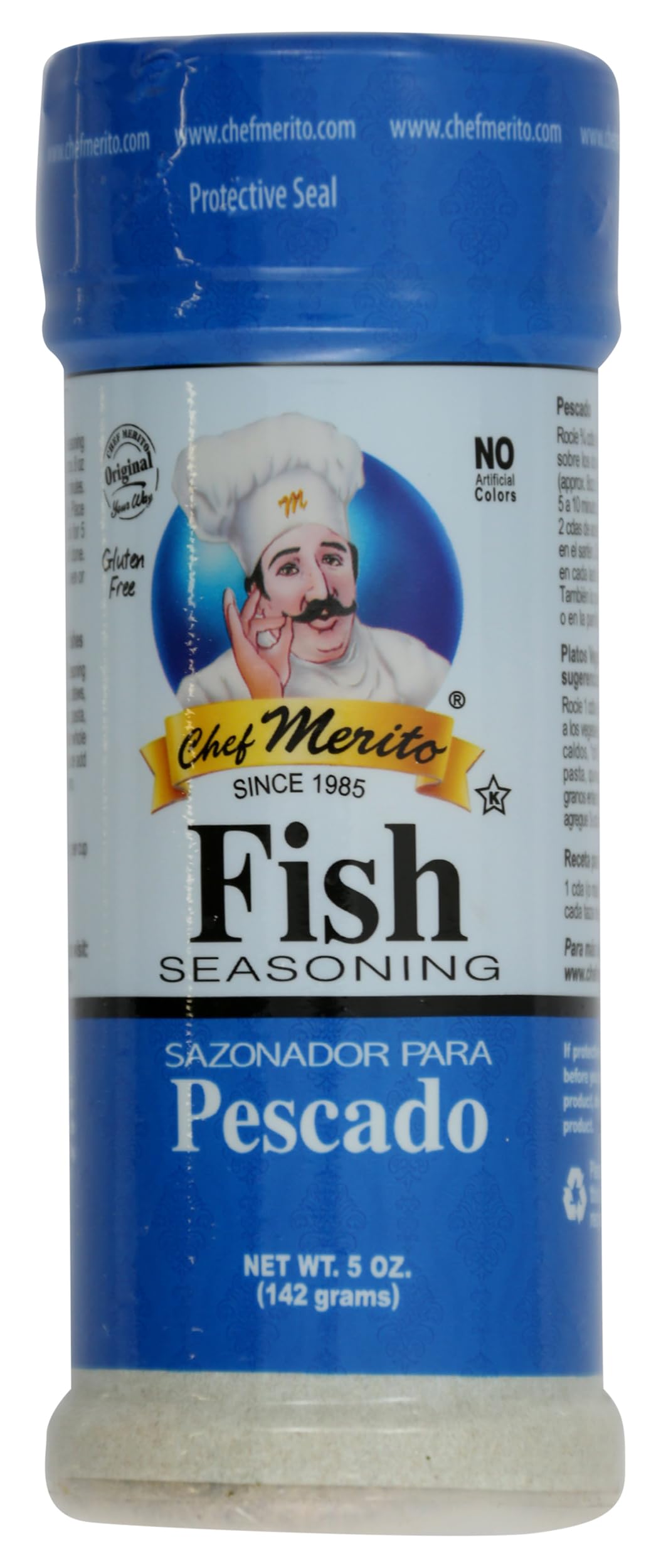 Chef Merito, Fish Seasoning, 5 Ounces, Pack of One, Small Bottle, Great for Frying, Grilling and Oven Baking