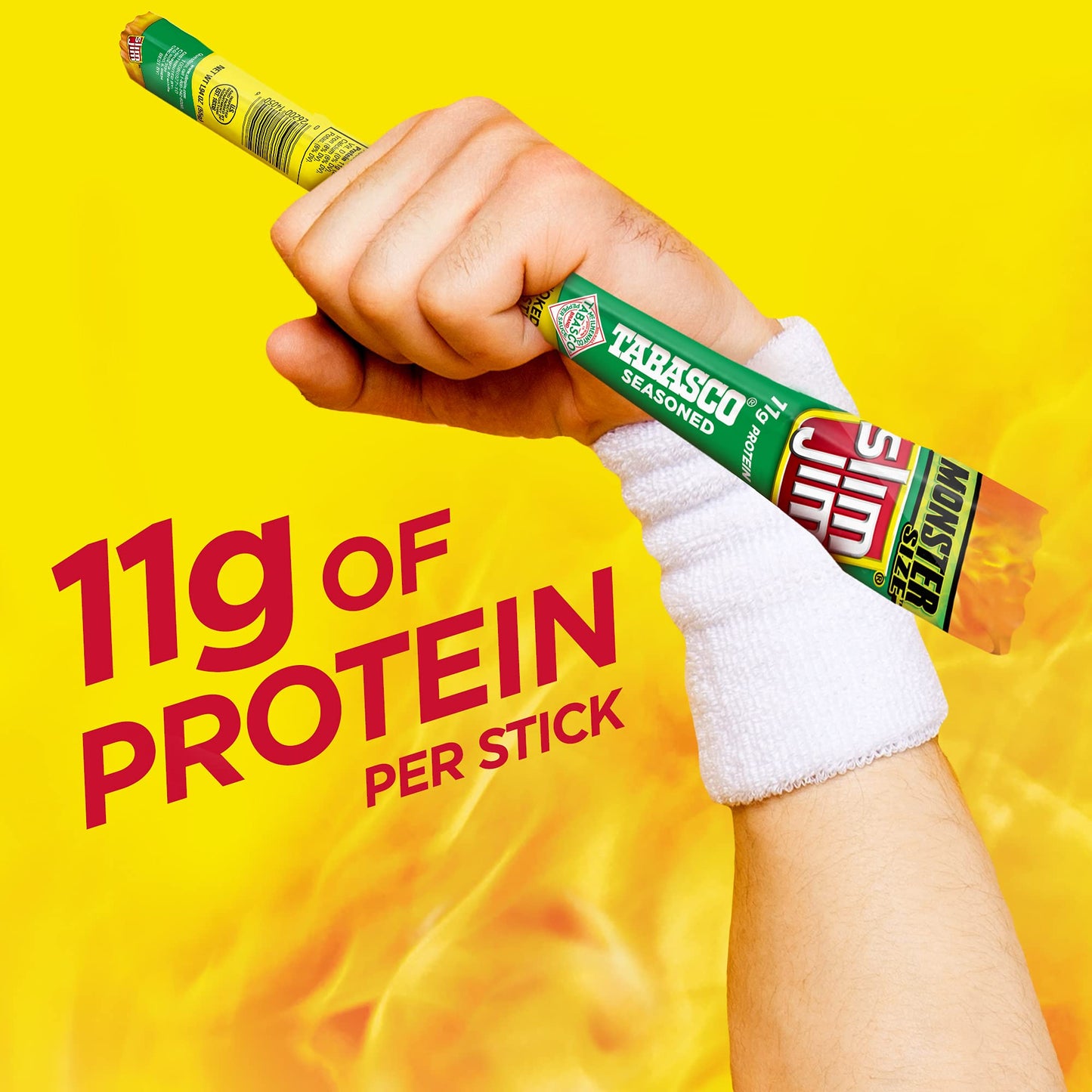 Slim Jim Smoked Meat Sticks, Tabasco Flavor, High Protein, 1.94 oz (Pack of 18)