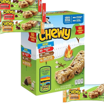 ChewyGranola Chocolate chip~Bars, Variety Pack, 60 Count (60 Count(1 Pack), Peanut Butter Chocolate chips)