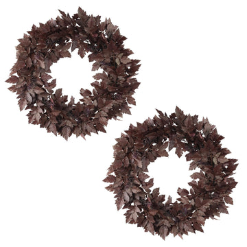 WBHome Artificial Cimicifuga Plant Leaf Wreath 24inch - 2 Pack