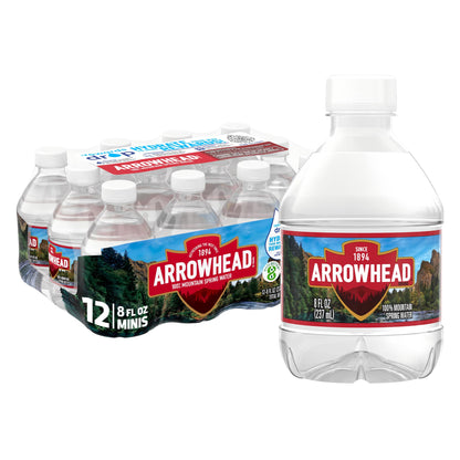Arrowhead Mountain Spring Water Bottles, 12 Pack - Still Bottled Water with Naturally Occurring Minerals & Electrolytes - 8 Fl O