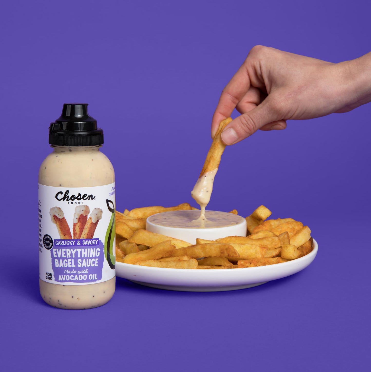 Chosen Foods Everything Bagel Sauce, for Hamburgers, Sandwiches, Nuggets, Wings, Fries, and More 9 floz