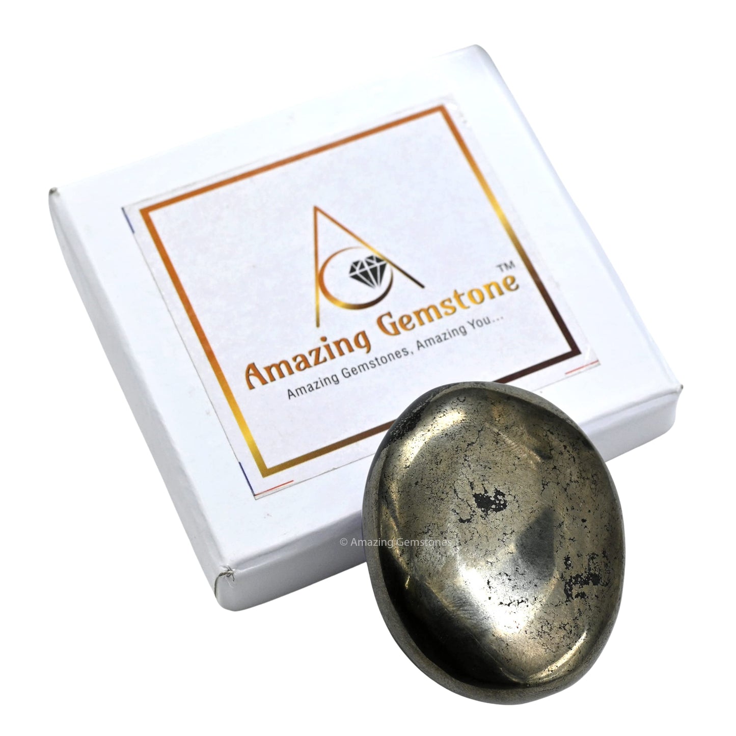 Pyrite Palm Stone - Pocket Massage Worry Stone For Natural Body Chakra Balancing, Reiki Healing And Crystal Grid