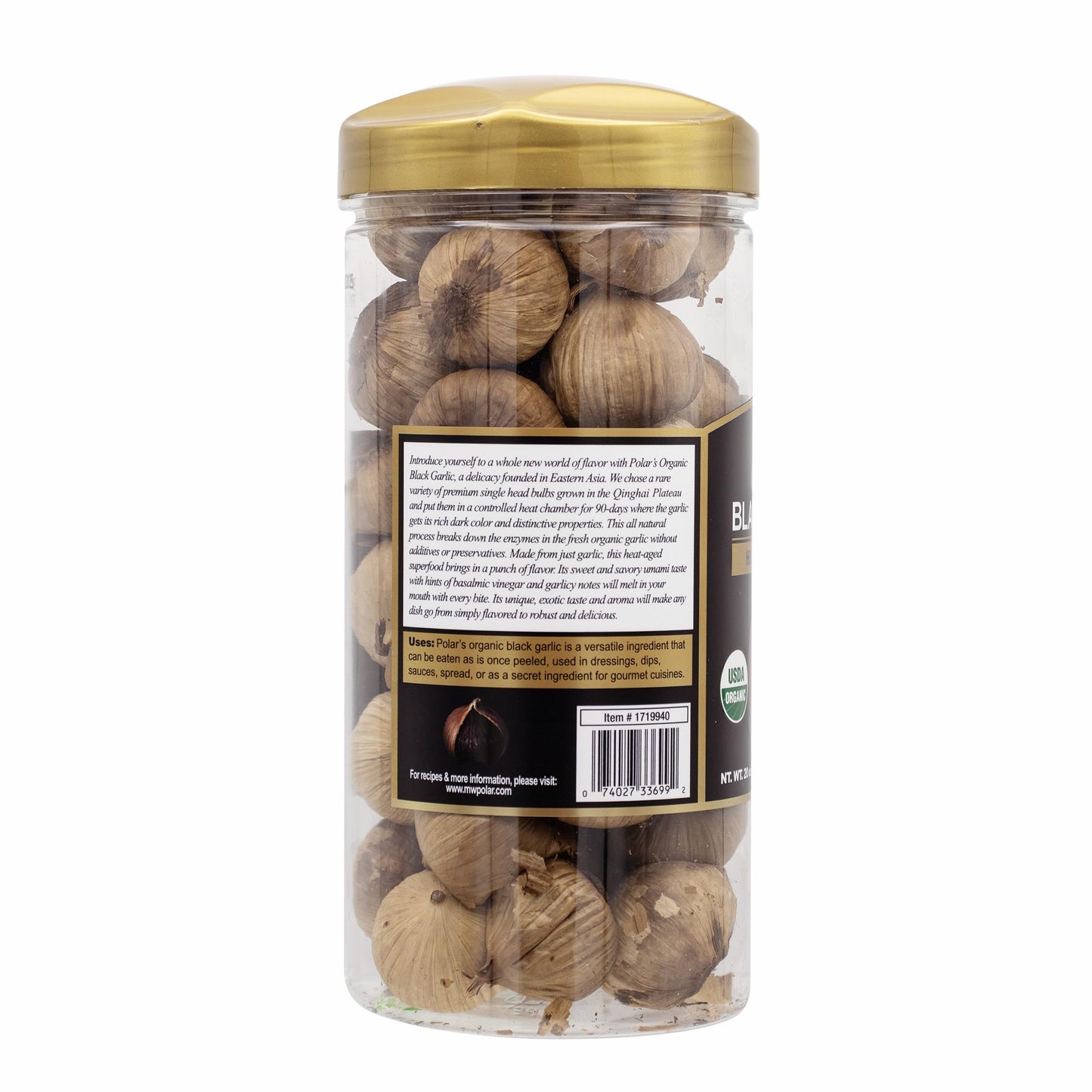 MW Polar Organic Black Garlic, Whole Bulbs, Easy Peel, 20 oz, Pack of 1, Kosher Friendly, All Natural