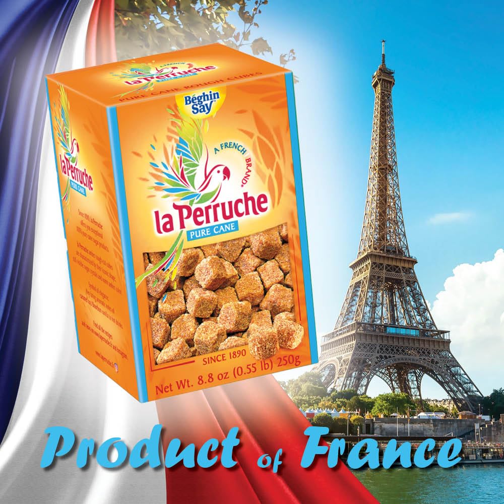 La Perruche Pure Cane Brown Sugar Cubes, 250g (Pack of 4) - Ideal for Coffee