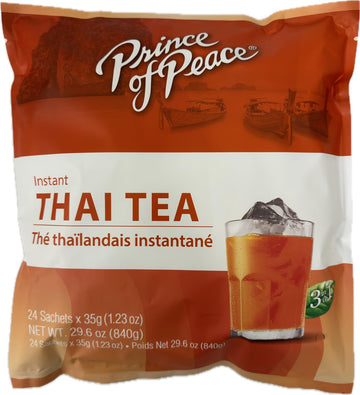 Prince of Peace 3 in 1 Instant Thai Tea Beverage, 24 Sachets Value Size - Instant Hot or Cold Beverage - Easy to Brew - Made wit