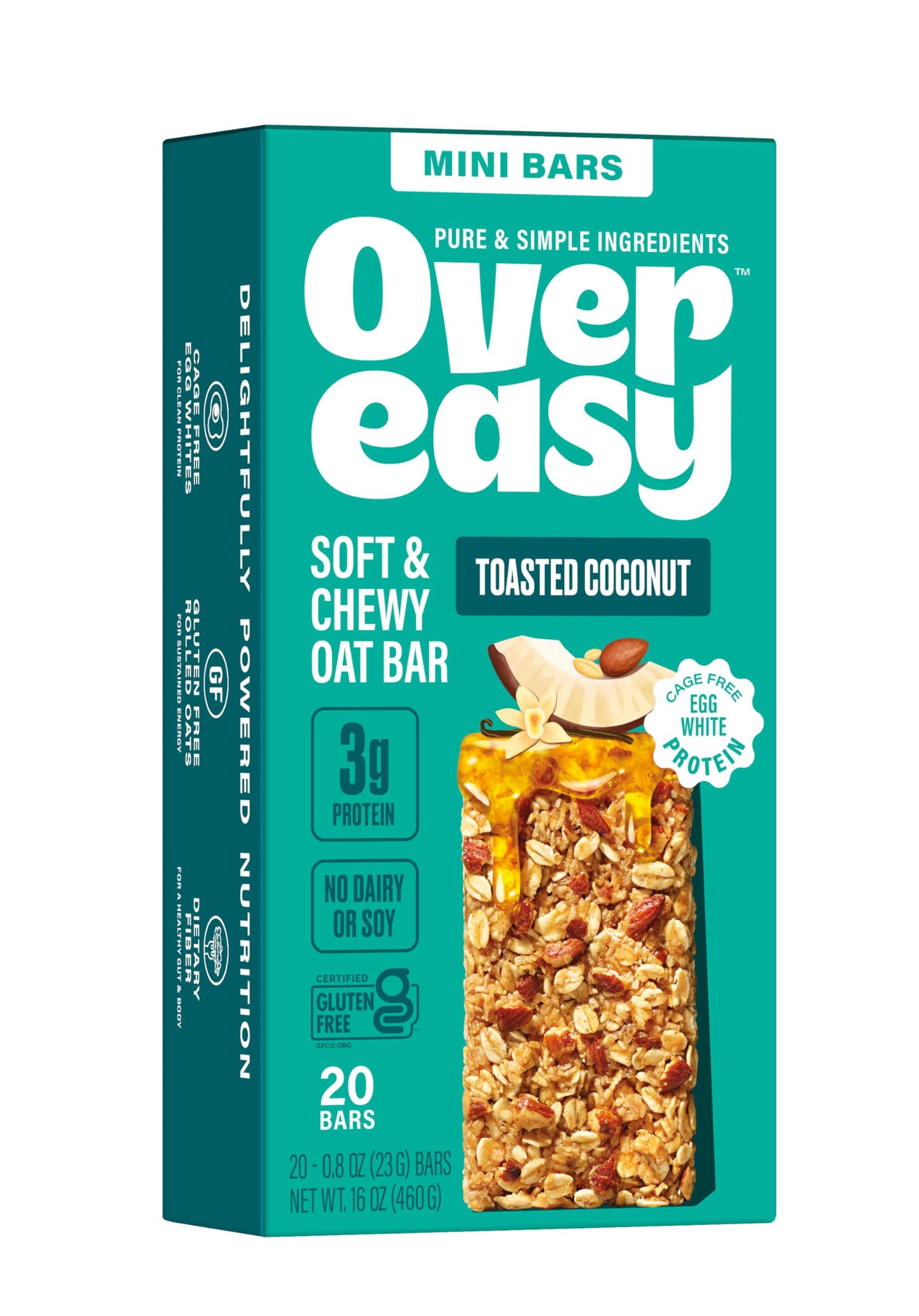 Over Easy Mini Granola Breakfast Bars, Toasted Coconut, Gluten Free, 20 Count, 100 Calories, Dairy Free, Soy Free