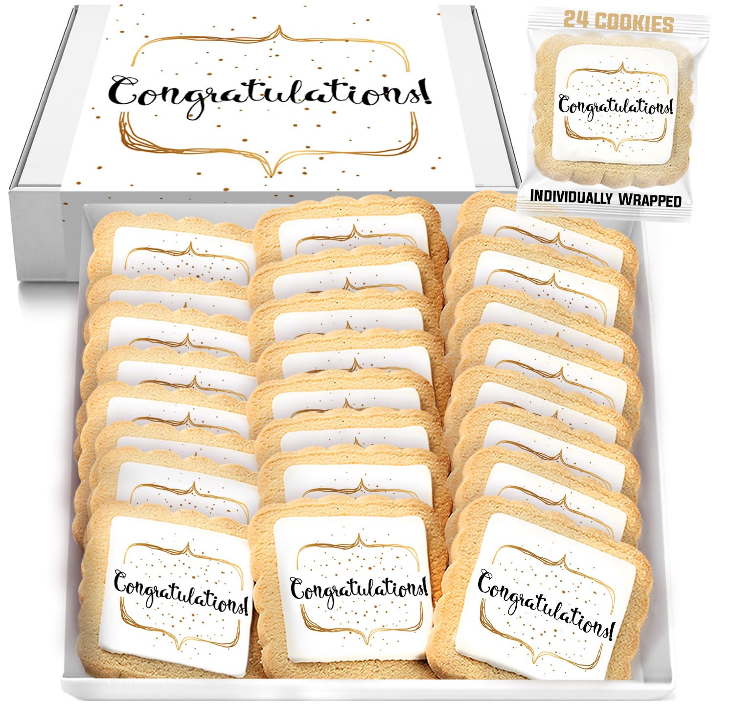 Congrats Cookies Party Favors Congratulations | 24 Pack Individually Wrapped | Cookie Treats Snacks Gifts Desserts for Guest Eng