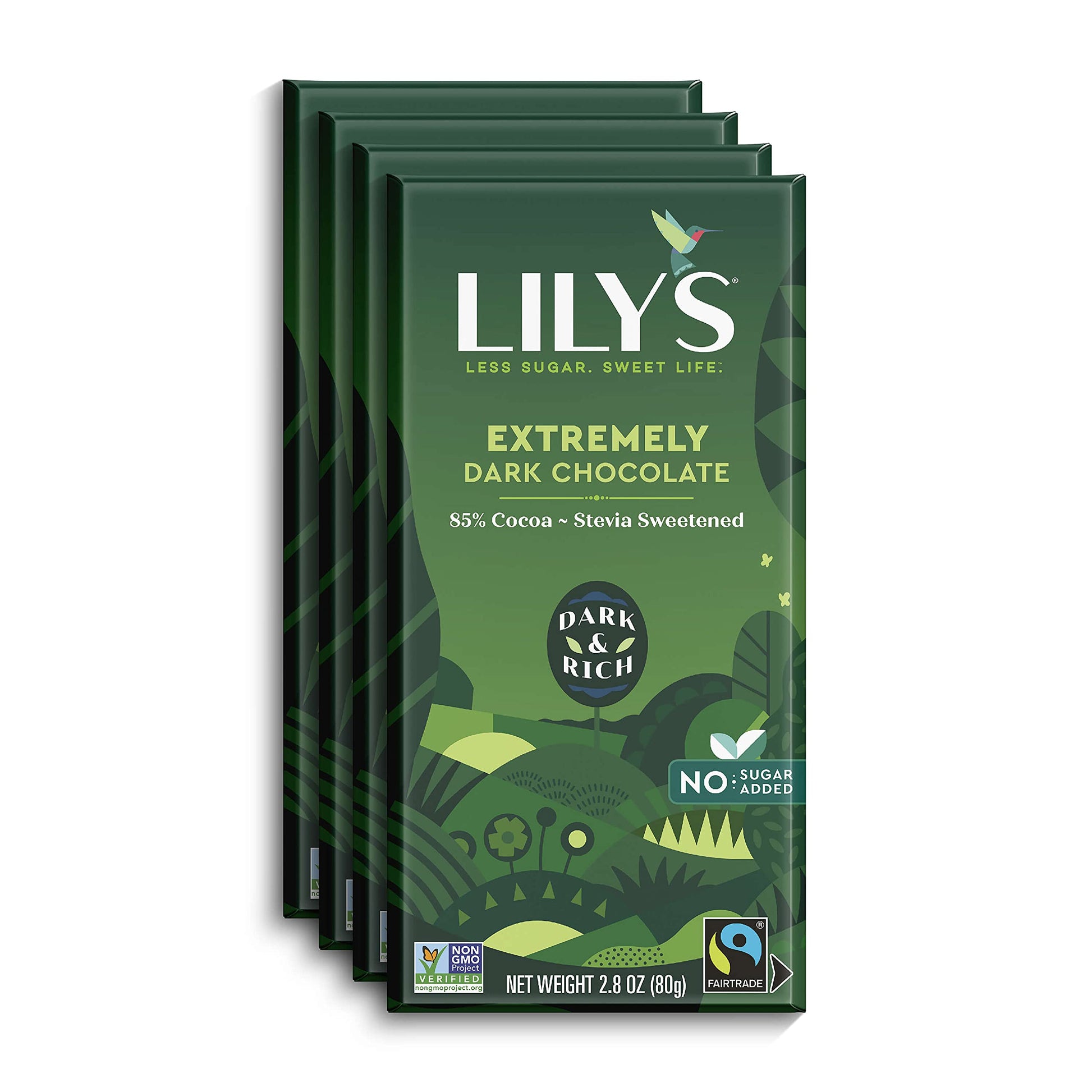 Extremely Dark Chocolate Bar by Lily's | Made with Stevia, No Added Sugar, Low-Carb, Keto Friendly | 85% Cocoa | Fair Trade, Glu
