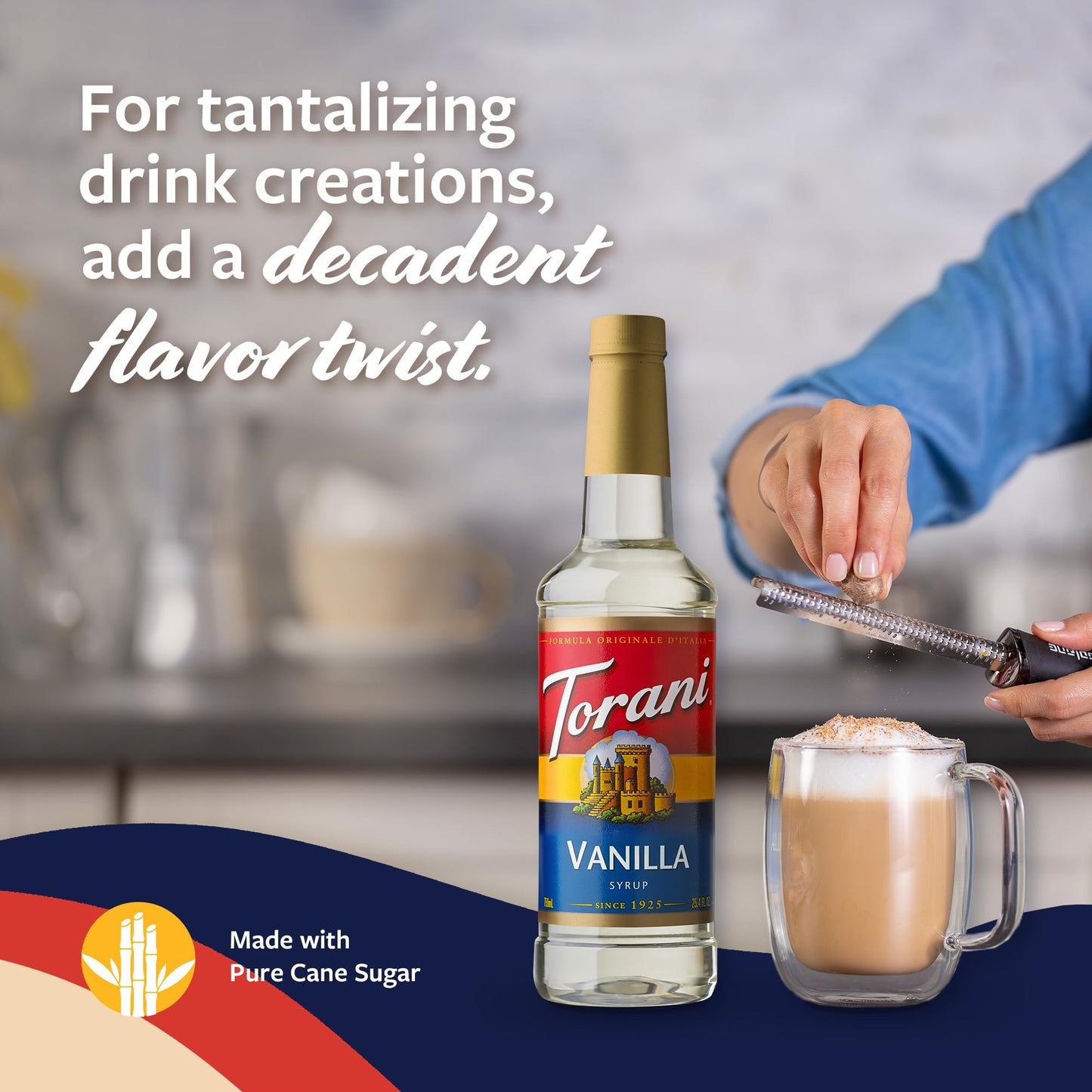 Torani Coffee Syrup, Vanilla Flavored Syrup For Drinks, Pump Included, 25.4 Fl Oz