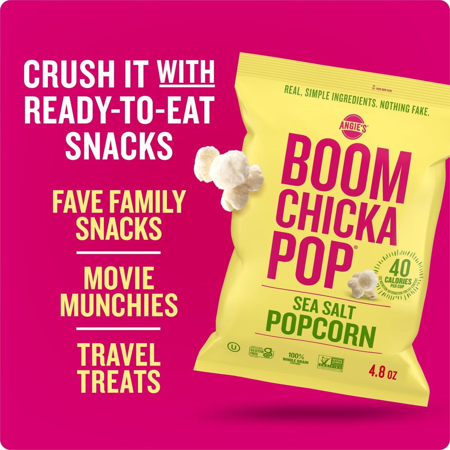 Angies BOOMCHICKAPOP Sea Salt Popcorn, 4.8 oz.