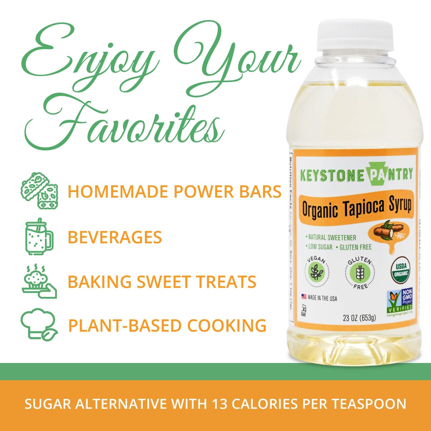 KEYSTONE PANTRY Organic Tapioca Syrup - Gluten-Free Vegan Sweetener - 23 Fl Oz (Pack of 15)