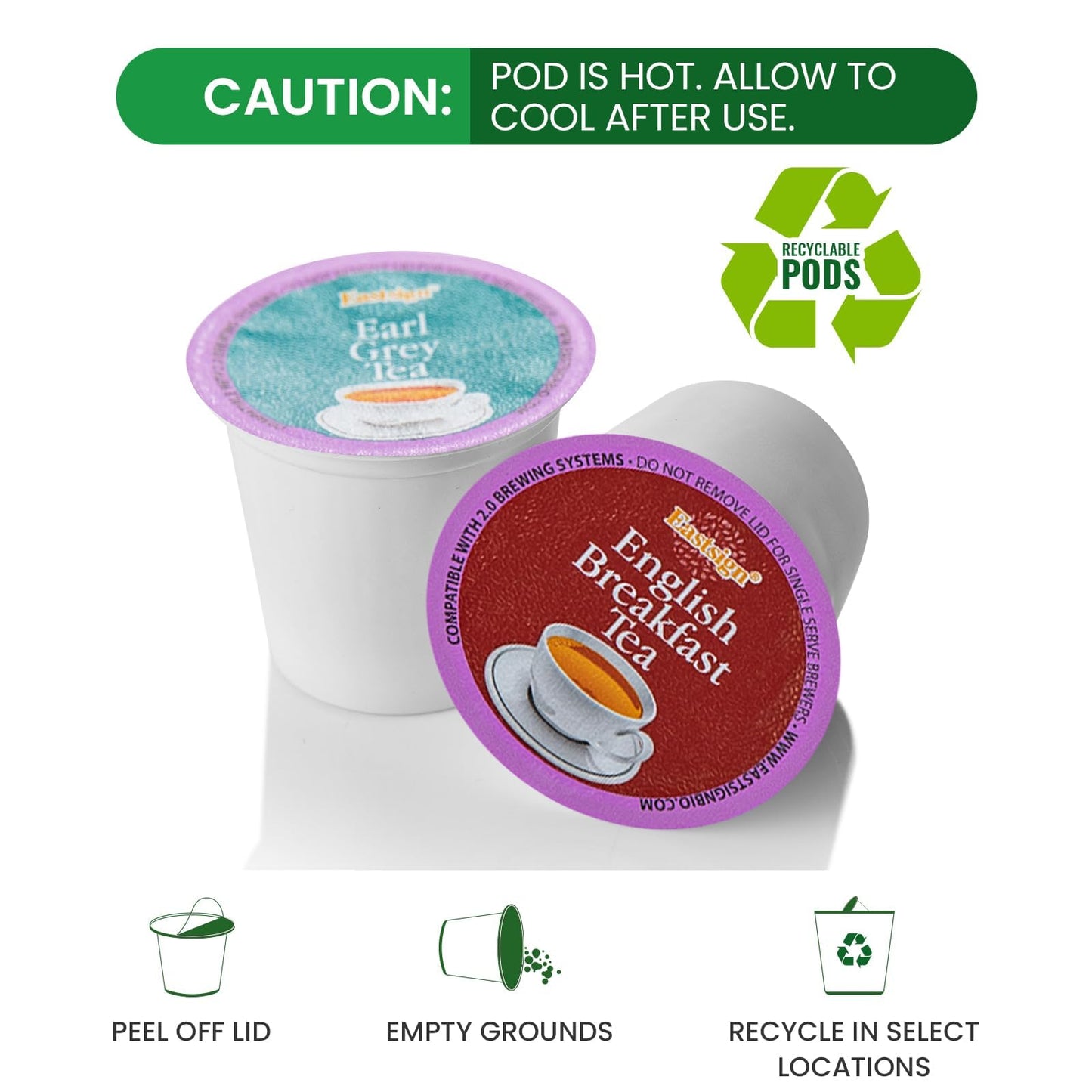 Eastsign Tea K Cups, 24-Count Tea Variety Pack, 4 Flavors K Cup Tea Pods English Breakfast, Jasmine, Earl Grey, Green Tea, Gifts For Festival