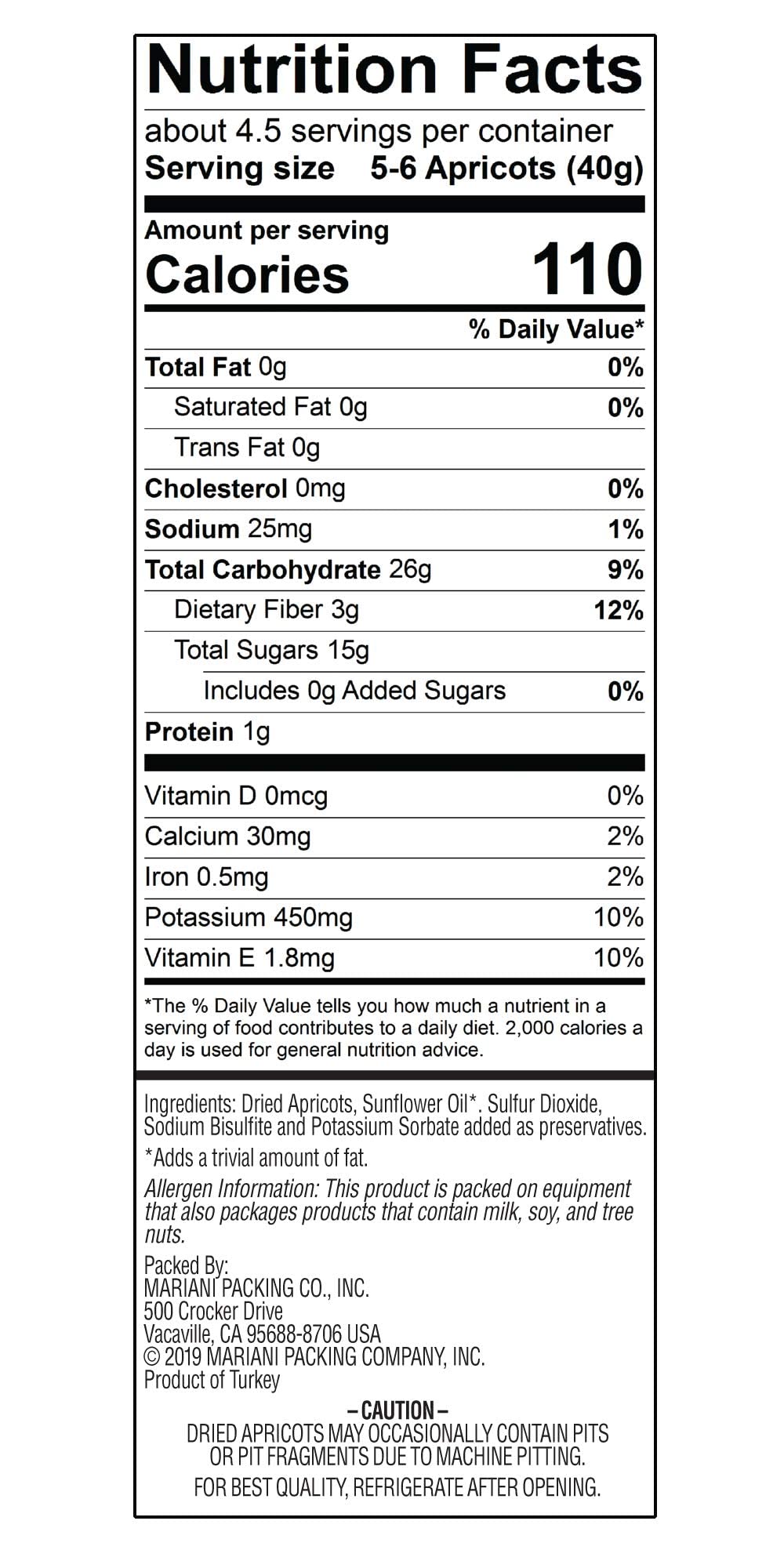 Mariani | Dried Mediterranean Apricots | 6Oz (Pack Of 4) | Gluten-Free | Resealable Bag