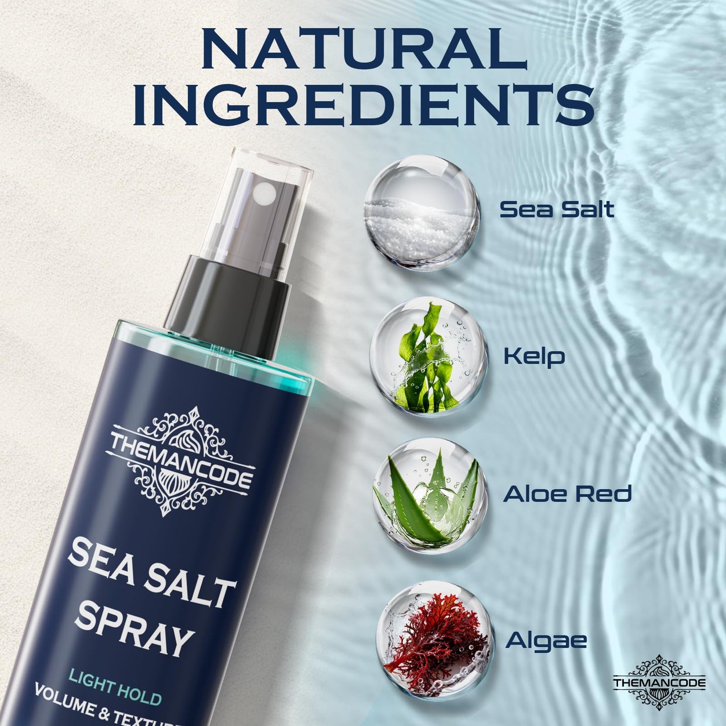 Themancode Sea Salt Spray For Men, Light Hold Thickness, Texturizing Hairspray, Stocking Stuffers For Man, Surf Spray Adds Instant Volume, Travel Essentials, Christmas Gift For Men, 8.8 Oz