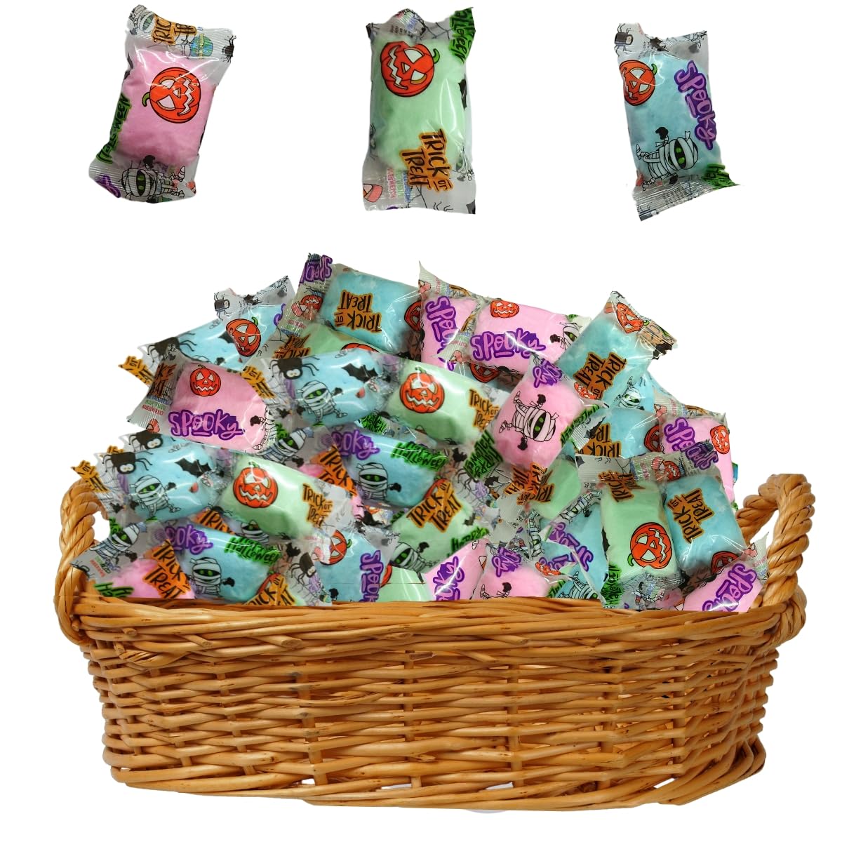 Lupy Lups! Cotton Candy Party Pack Halloween Edition - 0.5 oz 24 Pack Each, Individually Wrapped - Perfect for Stockings, Treats
