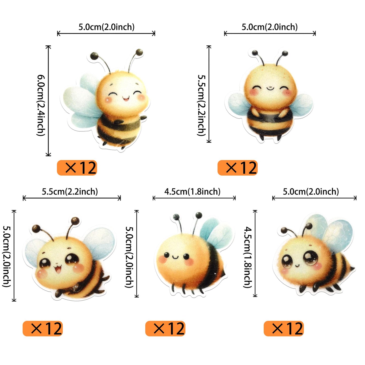 60 Pcs Edible Bumble Bee Cupcake Toppers Waper Paper Honey Bee Party Cake Decorations Edible Oh Babee Cupcake Picks For Bee Them
