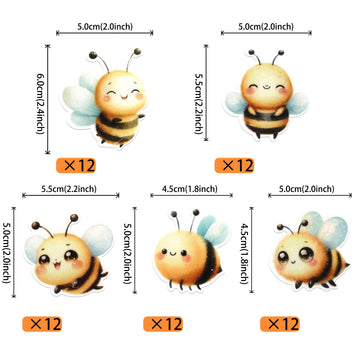 60 Pcs Edible Bumble Bee Cupcake Toppers Waper Paper Honey Bee Party Cake Decorations Edible Oh Babee Cupcake Picks For Bee Them