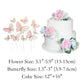 Rinlong 3Pcs Pre-Made Blush Pink Cake Flowers Decorations Flower Cake Topper Butterfly Cake Decorating Flowers For Wedding Sweet
