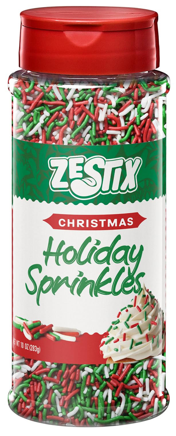 Christmas Sprinkles for Baking, 10 oz - Holiday Cookie Decorations & Dessert Toppings for Cupcakes and Cakes