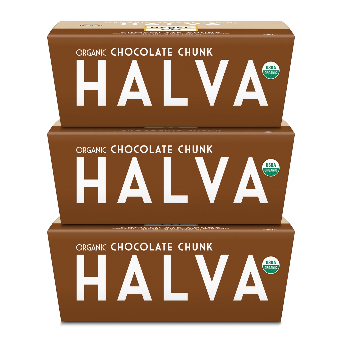 Hebel & Co | 3 Pack Chocolate Chunk Halva | Certified Usda Organic  Gluten Free  Kosher & Vegan  8 Oz Each