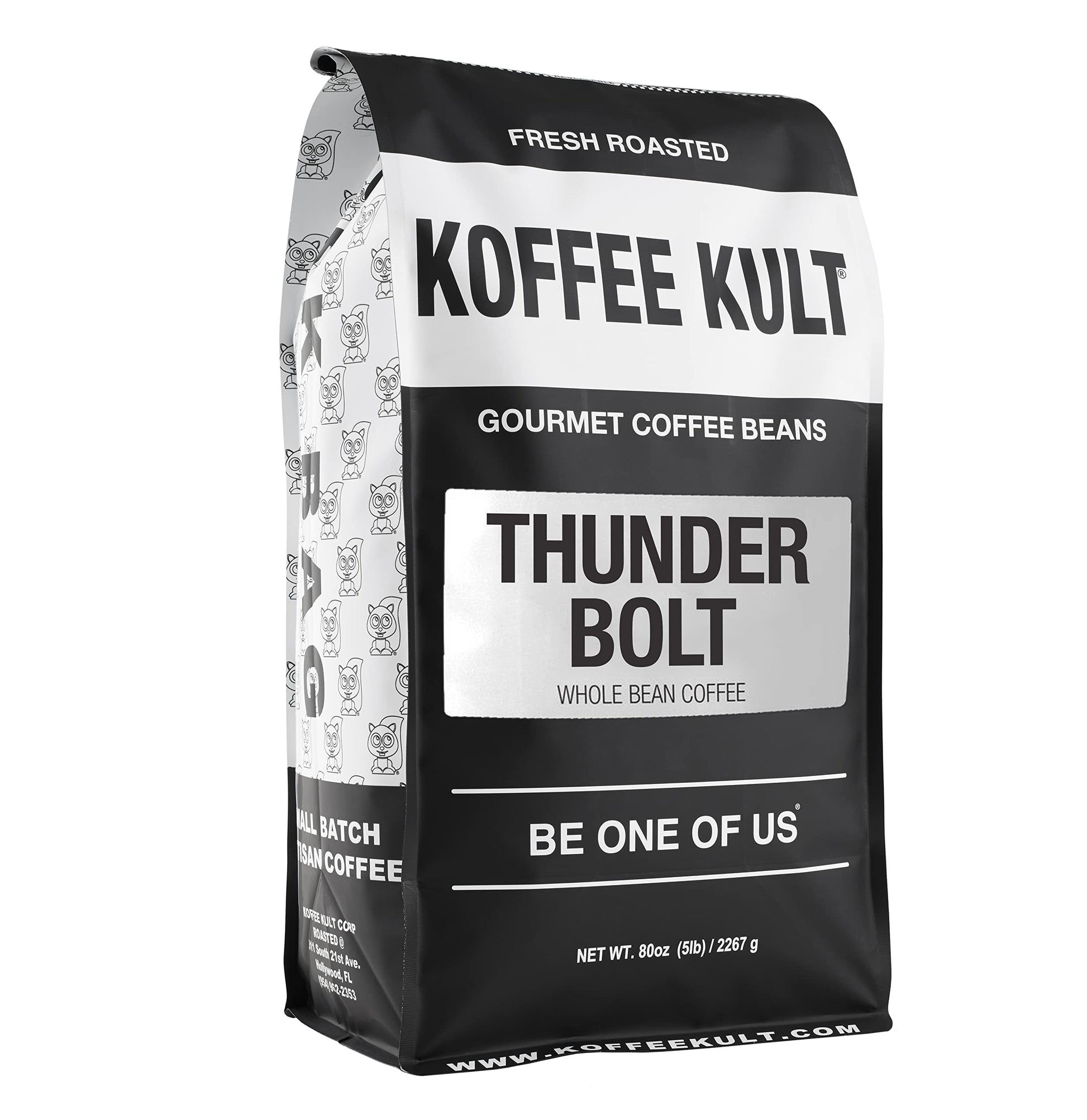 Koffee Kult Thunder Bolt Dark Roast Coffee Beans, Whole Bean, 5 Pound Bulk, 100% Arabica Blend