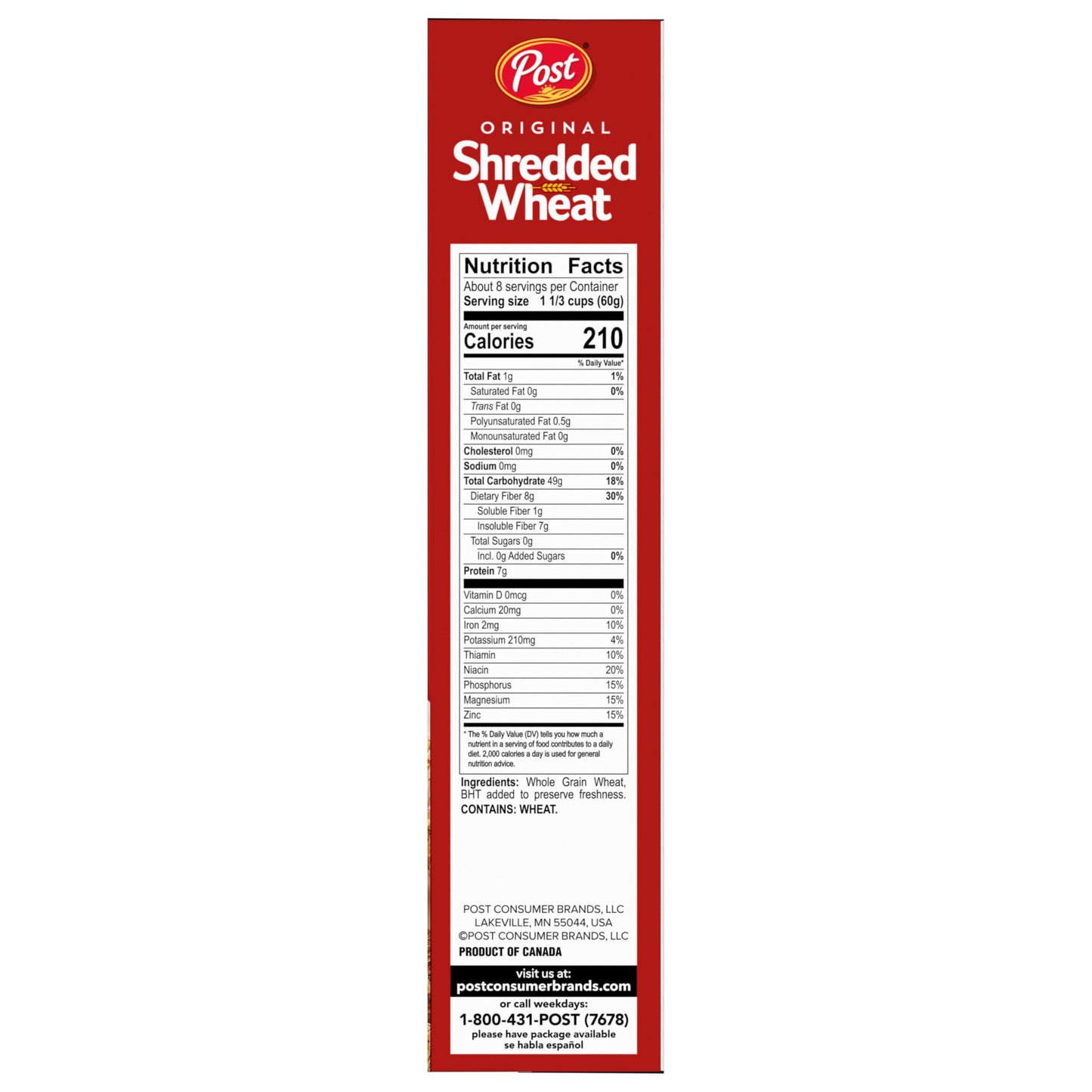 Post Original Shredded Wheat, Whole Grain, Non-GMO, Heart Healthy Breakfast Cereal, 16.4 Ounce Box (Pack of 6)