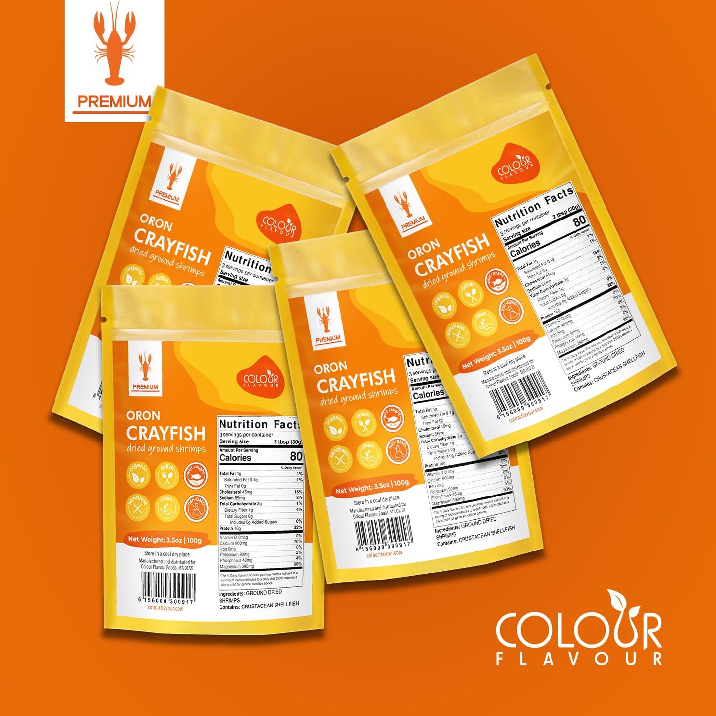 Colour Flavour Premium Quality Nigerian Dry Shrimp Crayfish Powder 3.5Oz 100Gram Dried Shrimp For Cooking Seafood Flavor Crayfis
