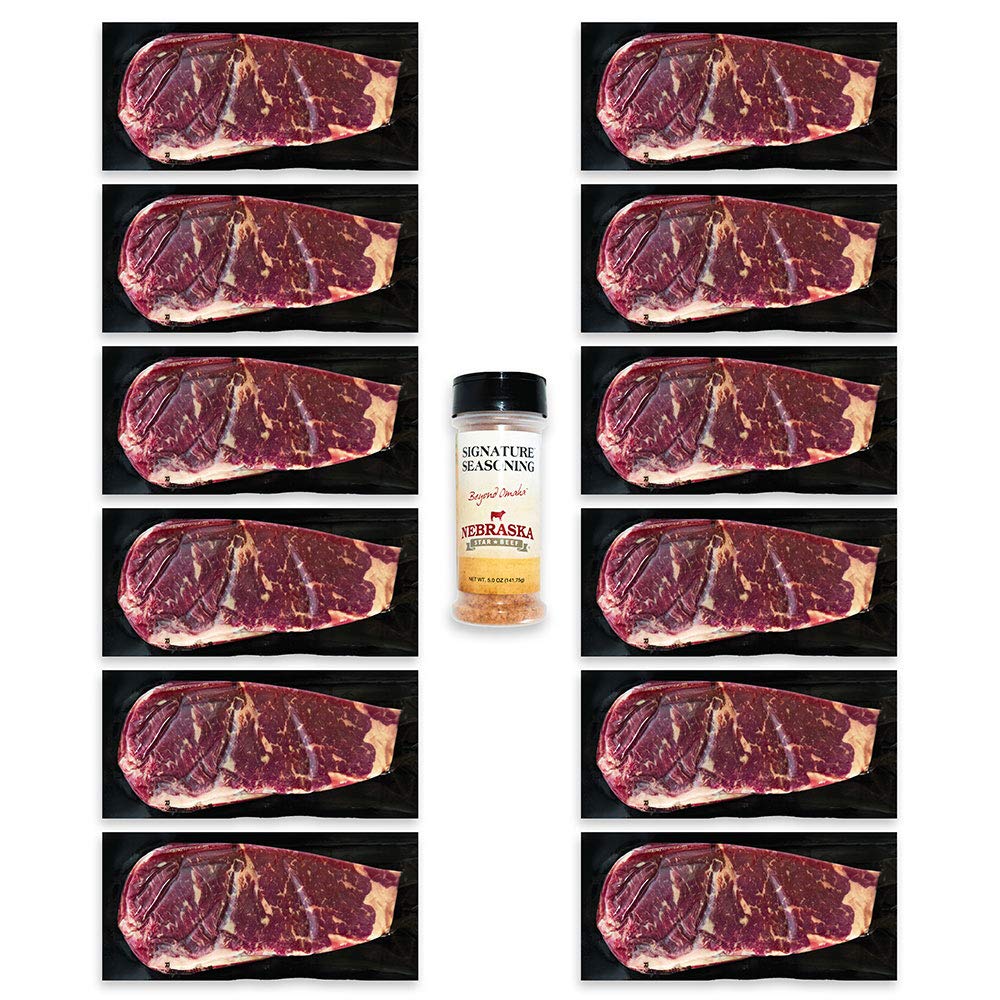 Nebraska Star Beef High Quality Steaks - 12 Packs With Signature Seasoning (12-8Oz Ny Layers)