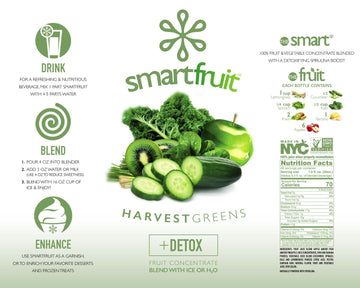 Smartfruit Harvest Greens + Detox, 100% Real Fruit Purée, Non-GMO, Vegan, 48 Fl Oz - Healthy Smoothie Base