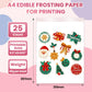 Derzio Edible Frosting Sheets for Cakes, 25 pcs, A4 Size, Paper