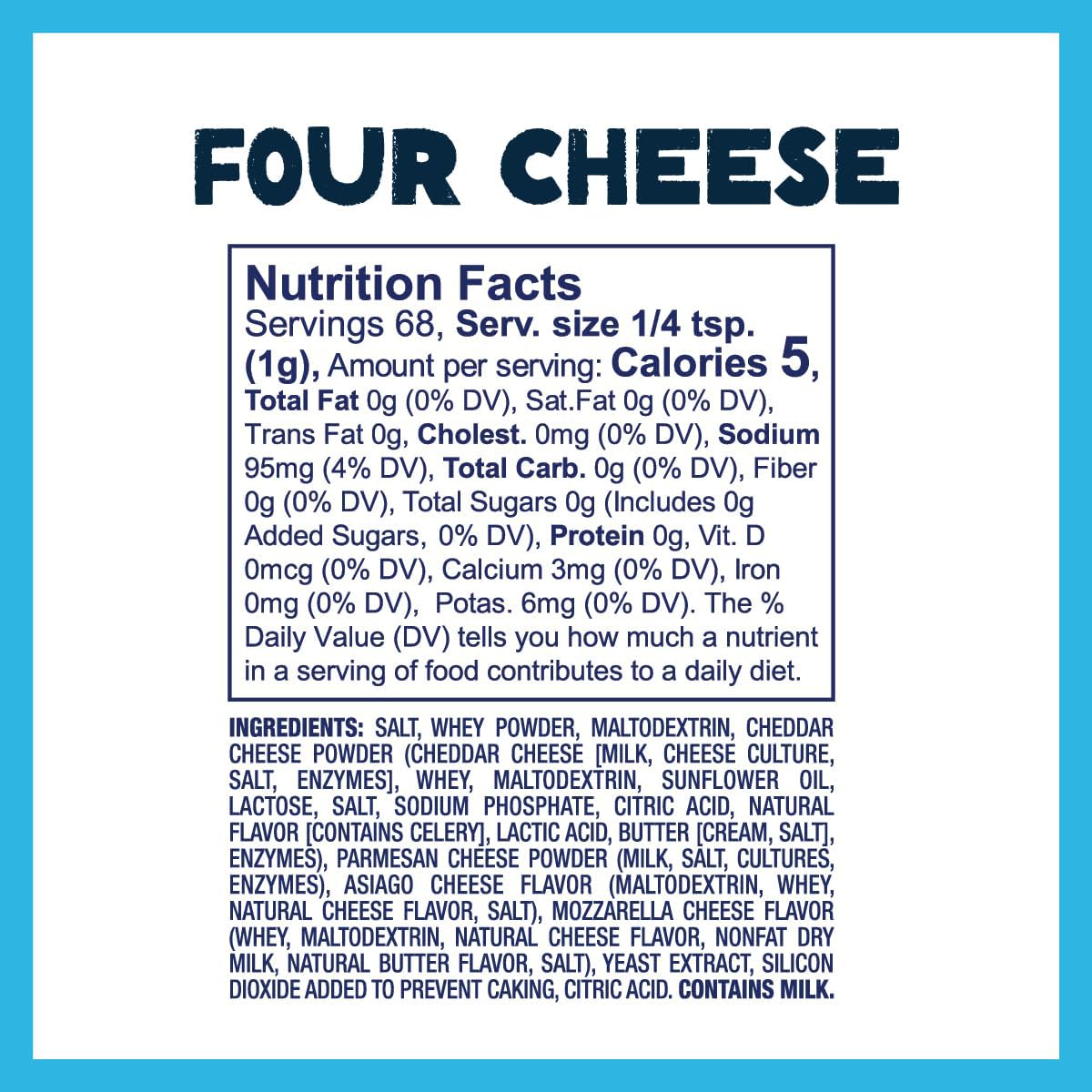 Kernel Seasons Four Cheese Flavored Popcorn Seasoning  2.40 Ounce (Pack of 6)