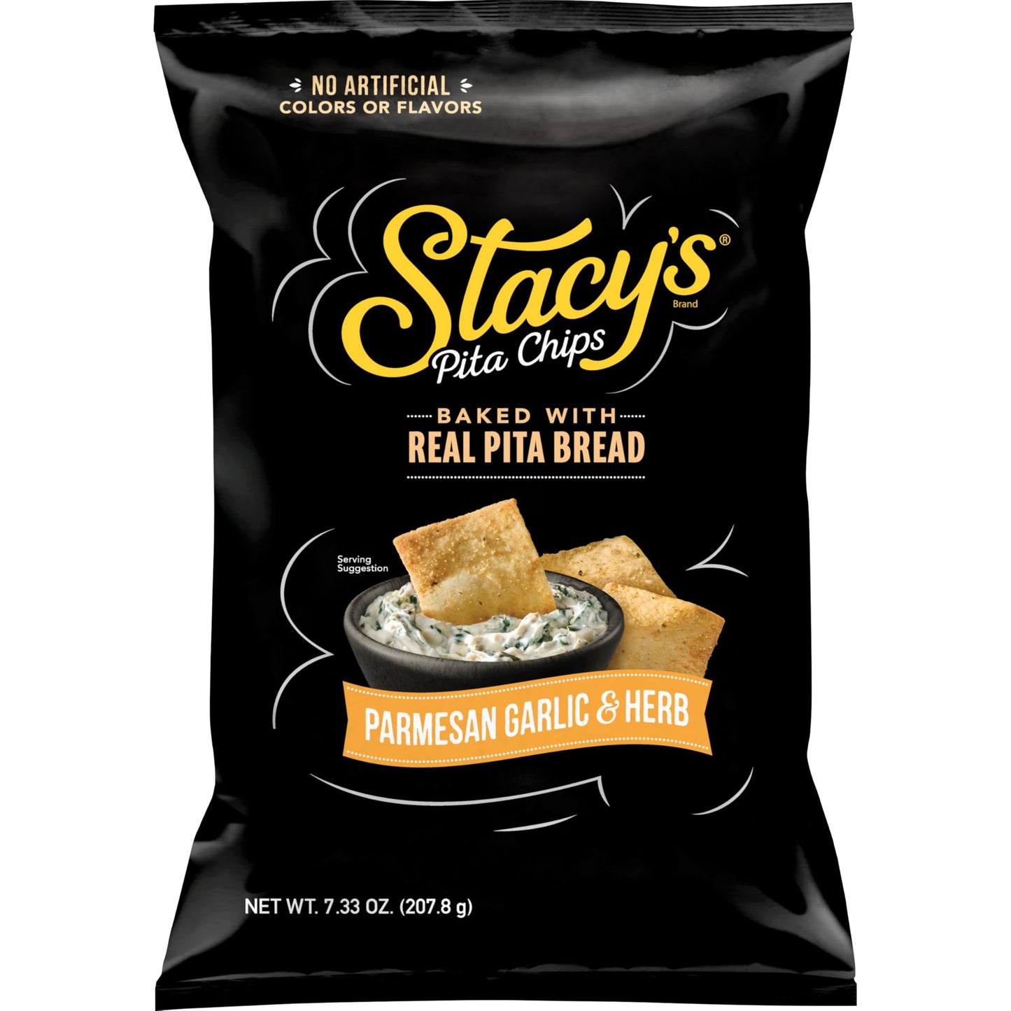 Stacys Pita Chips  Parmesan Garlic & Herb  No Artificial Colors or Flavors  7.33 oz Bag