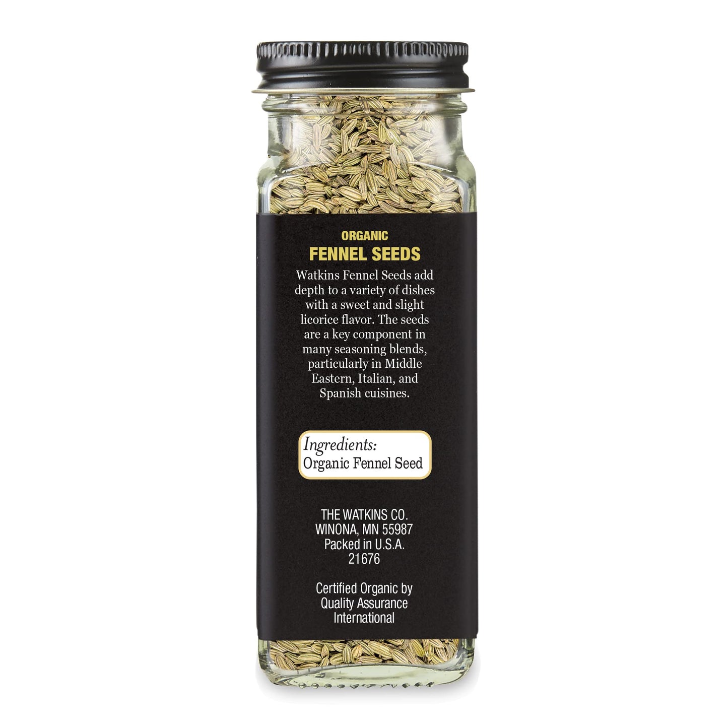 Watkins Organic Fennel Seeds, 1.8 Oz, Pack Of 3