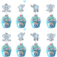 Finduat 48 Pieces Blue Elephant Cupcake Toppers For Boy Baby Shower Decorations Supplies, Baby Boy Birthday Party Supplies(Doubl