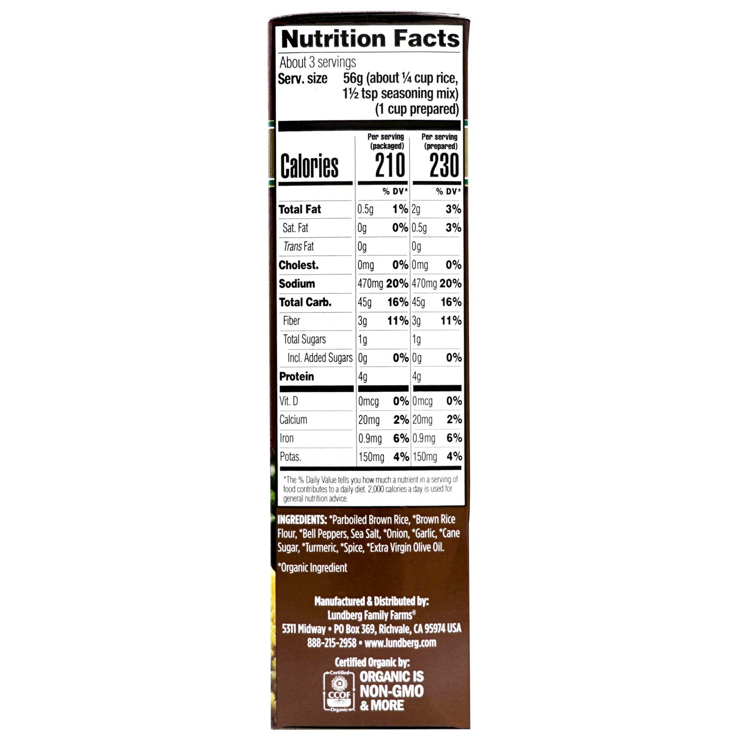 Lundberg Family Farms Organic Whole Grain Rice, Yellow, 6 Ounce