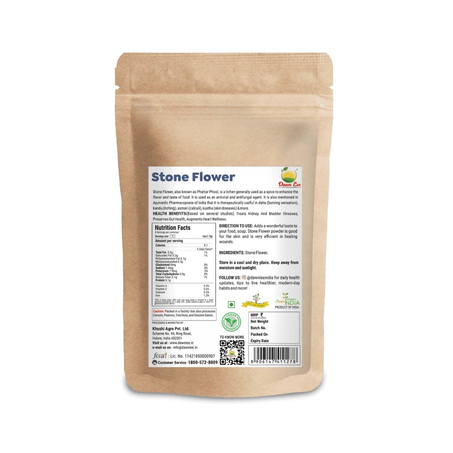 Dawn Lee Stone Flower Spices 25G/.88Oz - Indian Stone Flower- Dagad Phool- Kalpasi- Pathar Phool- Chhabila- Kalpasi Spice- Permalia Perlata- Rock Flower Stone- Patthar Ke Phool- Indian Masala- Pure Fragrant Spice For Cooking