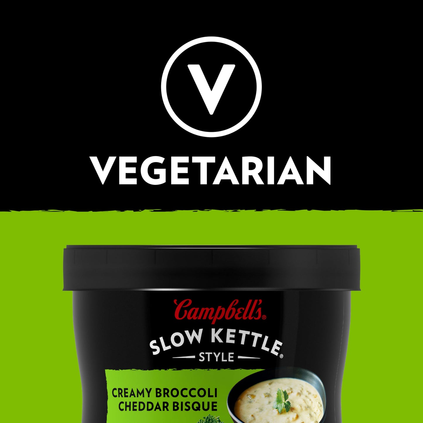 Campbell'S Slow Kettle Style Creamy Broccoli Cheddar Bisque, 15.5 Oz Microwavable Bowl