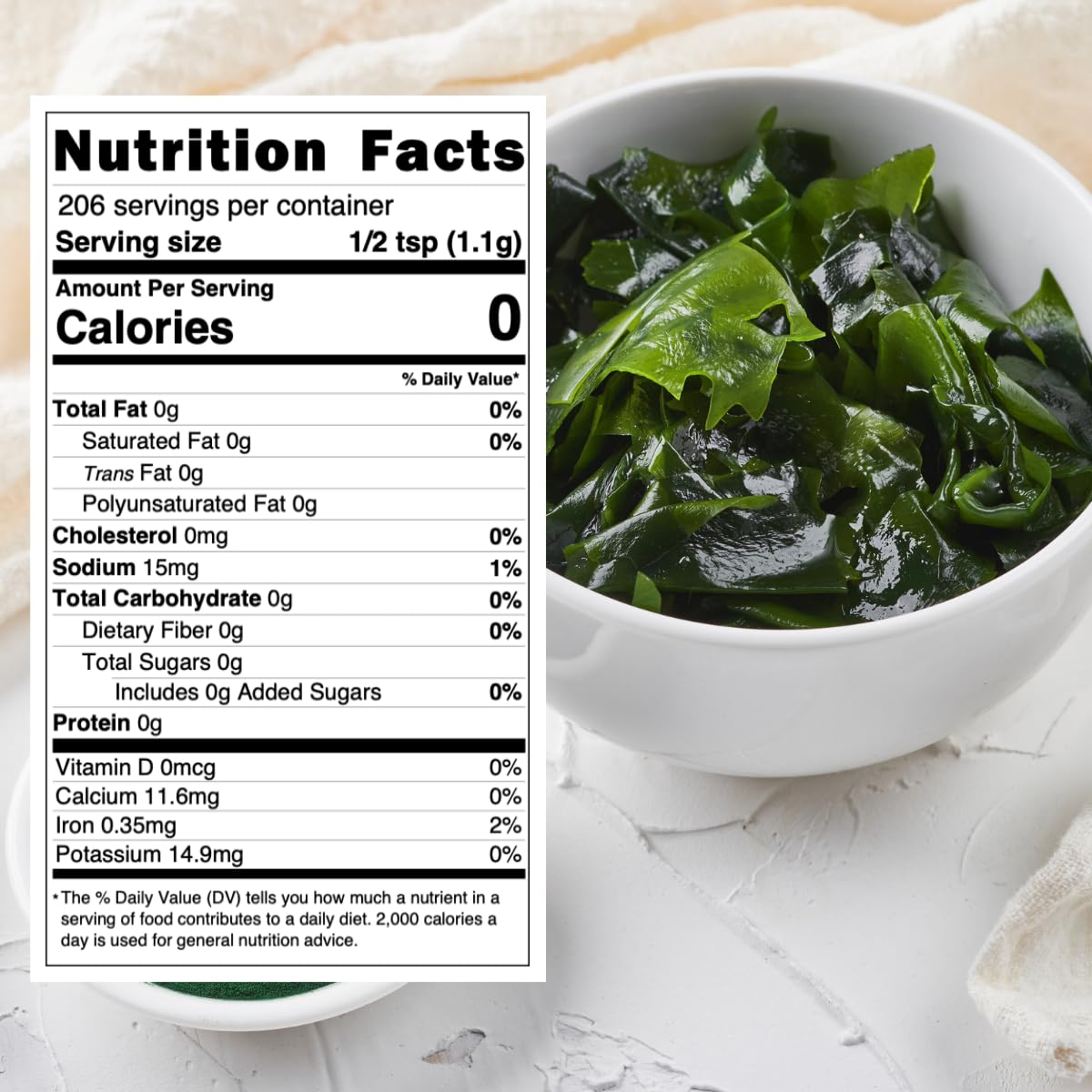 Asiatic Dishes Korean Kelp Powder 8oz - Pure Kombu Seaweed Seasoning, Non-GMO, No MSG, Single Ingredient