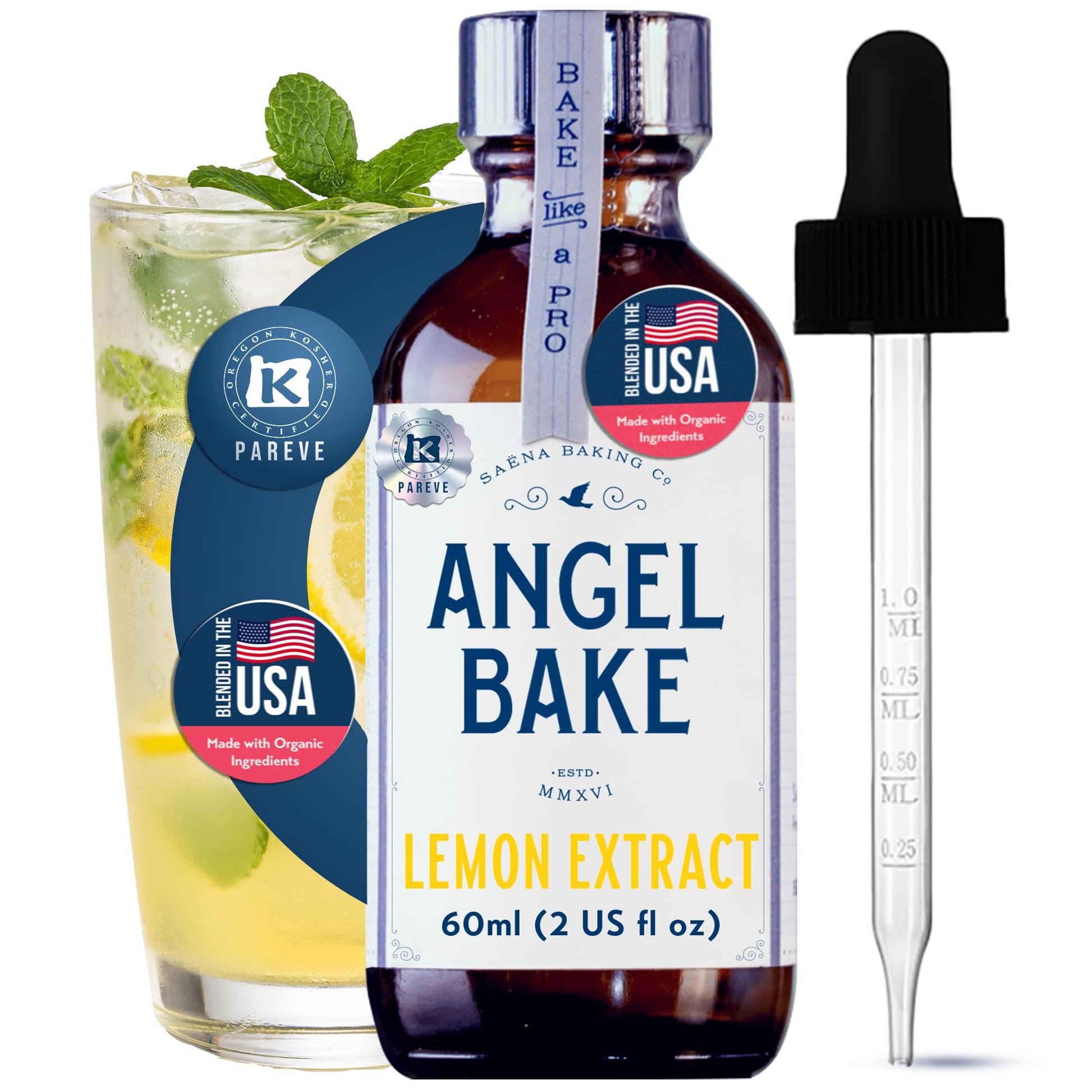 SAENA BAKING CO Pure Lemon Extract - Culinary Grade, Keto Friendly, Vegan, Gluten Free, 2 Oz