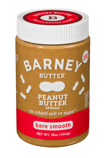 Barney Butter Peanut Butter, Bare Smooth, 16 Ounce Jar, Natural, No Stir, Non-GMO, Gluten Free, Keto, Vegan