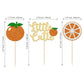 24Pcs Little Cutie Cupcake Toppers Glitter Orange Cupcake Picks Citrus Theme Baby Shower Decorations For Cutie Kids Birthday Par