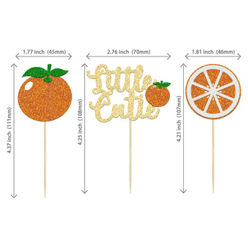 24Pcs Little Cutie Cupcake Toppers Glitter Orange Cupcake Picks Citrus Theme Baby Shower Decorations For Cutie Kids Birthday Par