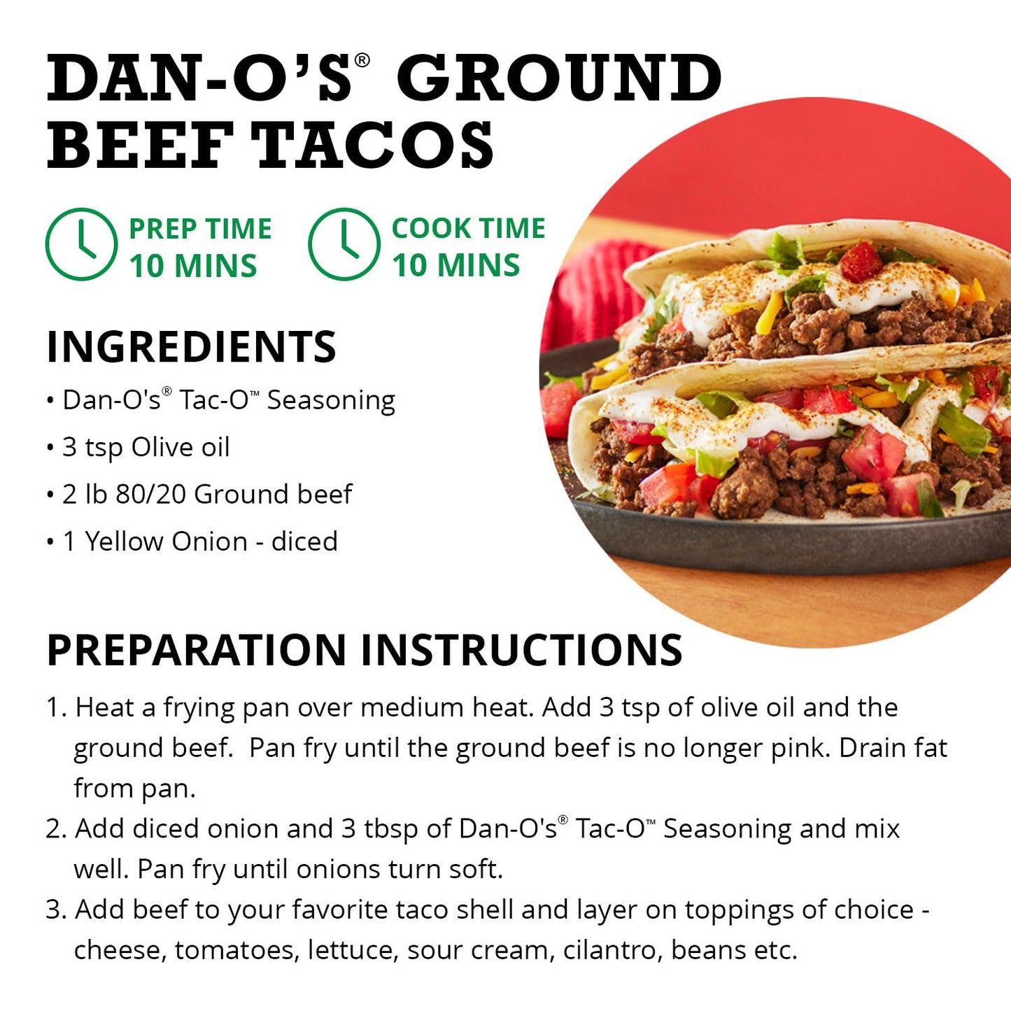 Dan-Os Tac-O Seasoning, All Purpose Taco Seasoning, Sugar Free, 8.9 oz Bottle